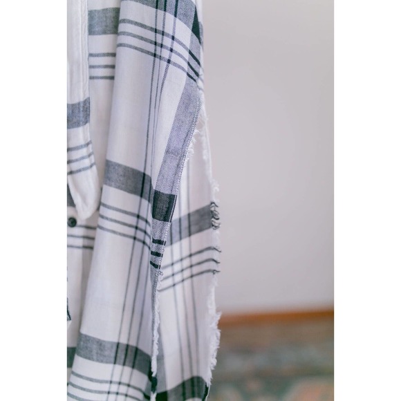 Anthropologie Cloth & Stone Hannah Midi White Plaid Button Down Shirt Dress Sz S - Picture 9 of 11